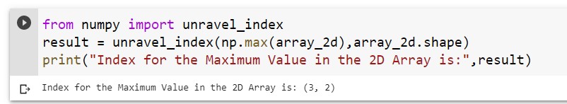 Index for the Maximum Value in 2D Array