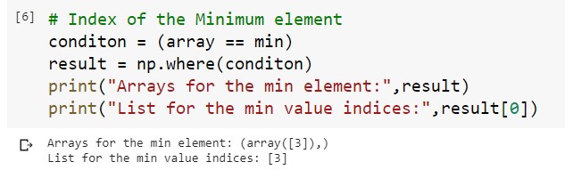 Index for the Minimum Value in 1D Array