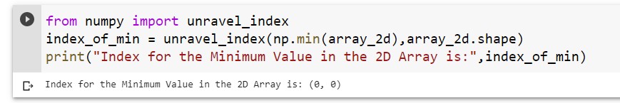 Index for the Minimum Value in 2D Array