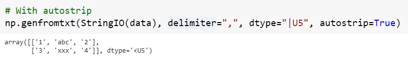 Genfromtxt() Output with autostrip argument