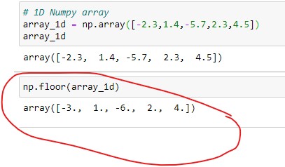 Applying floor() on 1D numpy array