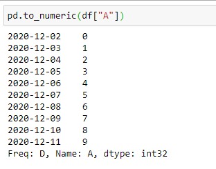 How to apply pd to_numeric Method in Pandas Dataframe