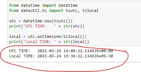 Convesion of utc to local time using as astimezone function