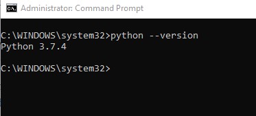 Checking the version of python on windows