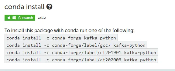 importerror no module named kafka conda