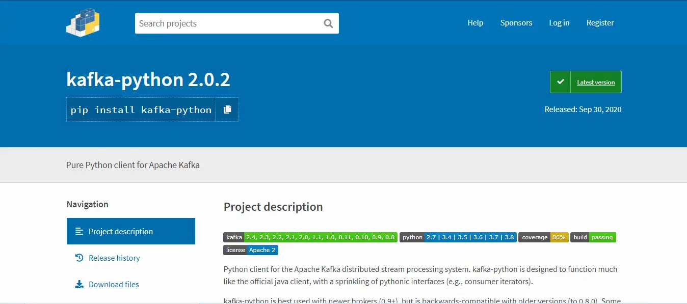 importerror no module named kafka