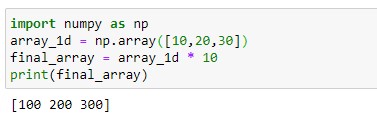 Multiplying the 1D numpy array with the scalar