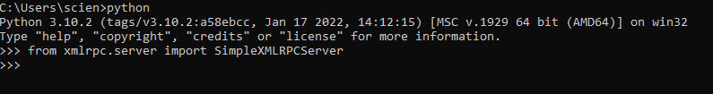 importerror cannot import name simplexmlrpcserver