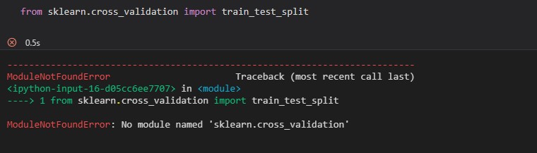 Not properly importing train_test_split module