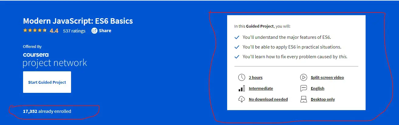 Modern JavaScript ES6 Basics by Coursera