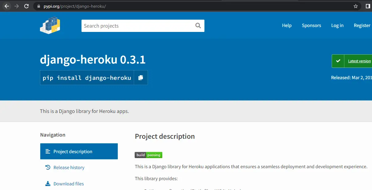 modulenotfounderror no module named django_heroku