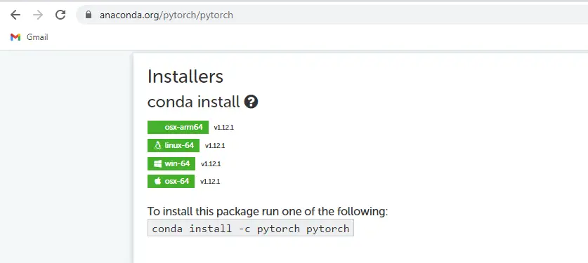 conda installation with Pytorch