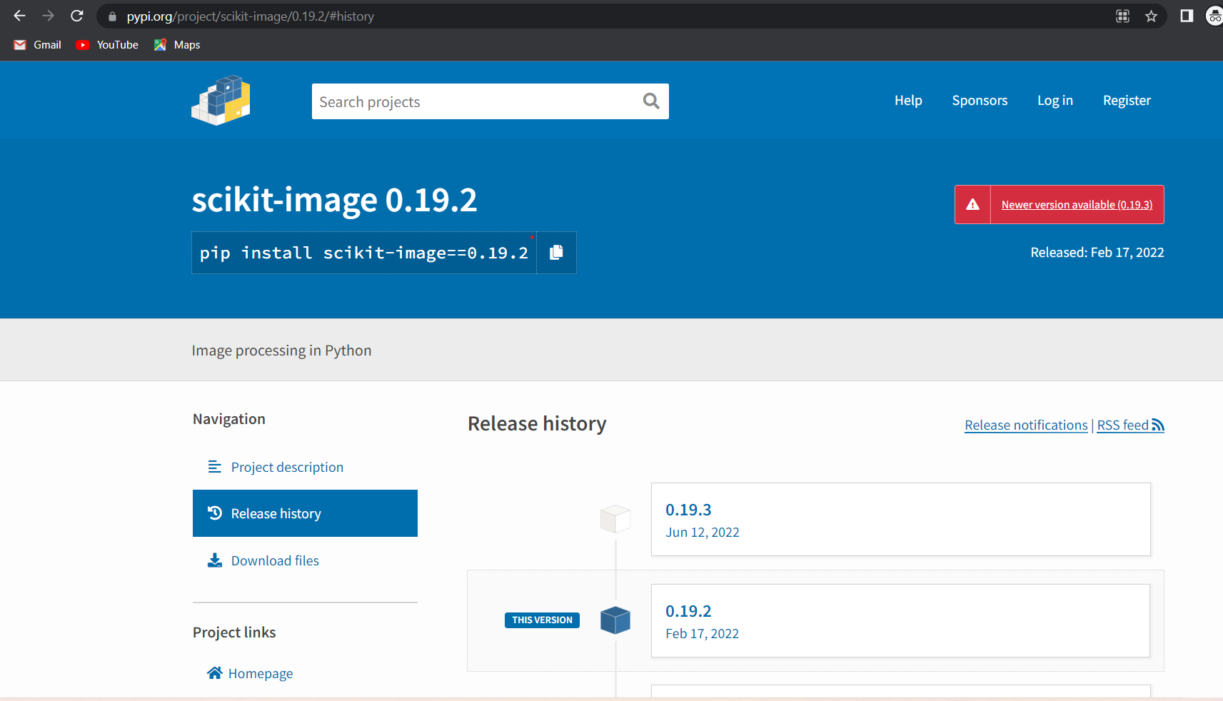 skimage installation with pip