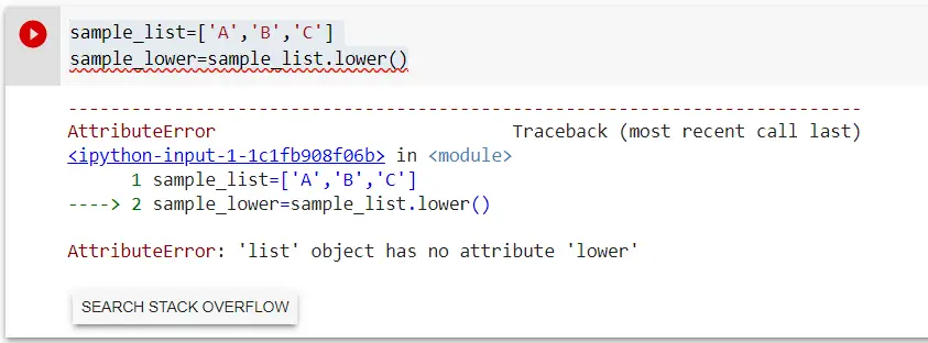 AttributeError list object has no attribute lower root cause