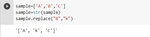 list object has no attribute replace fix by converting the list to str