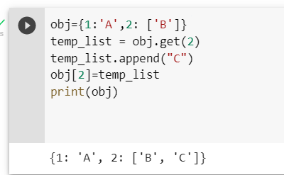 dict has no attribute append solution if the value is of list type