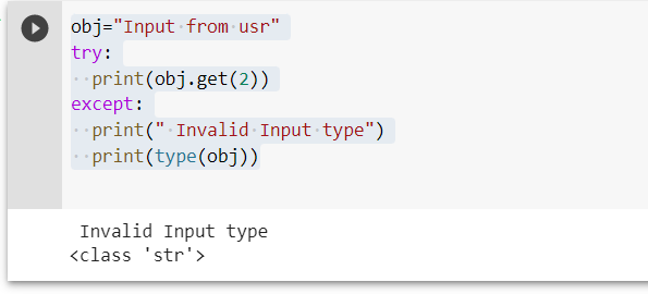 str object has no attribute get with try except