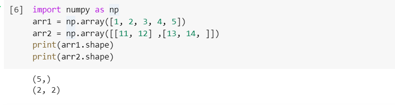 numpy array creation for sample