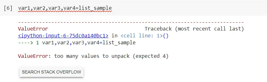 python unpack list error if using less variable