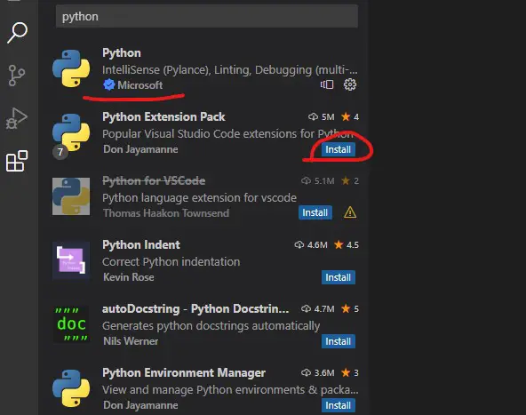 Python extension by Microsoft