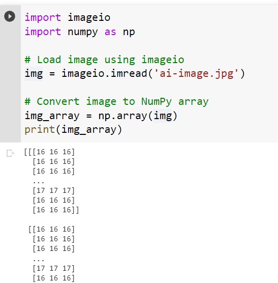 converting image to numpy array using imageio library